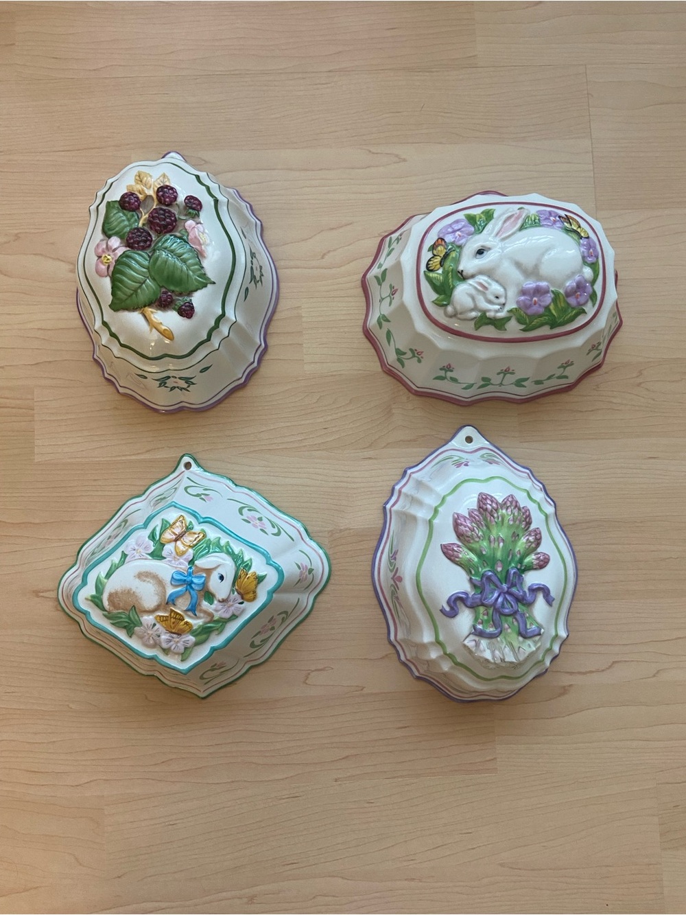 VTG Set of 4 1986 Le Cordon Bleu Franklin Mint Wall Hanging Jelly Molds Kitchen